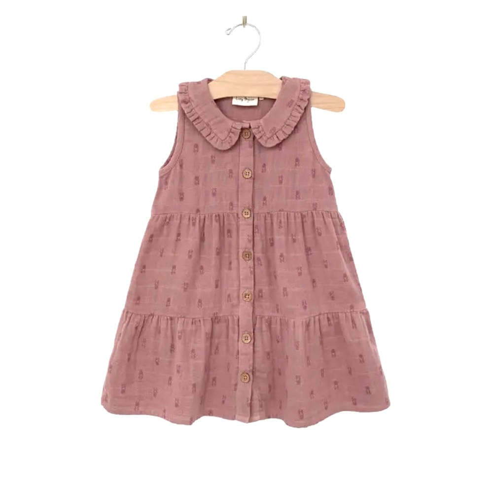 Square Collar Dress- Tulips